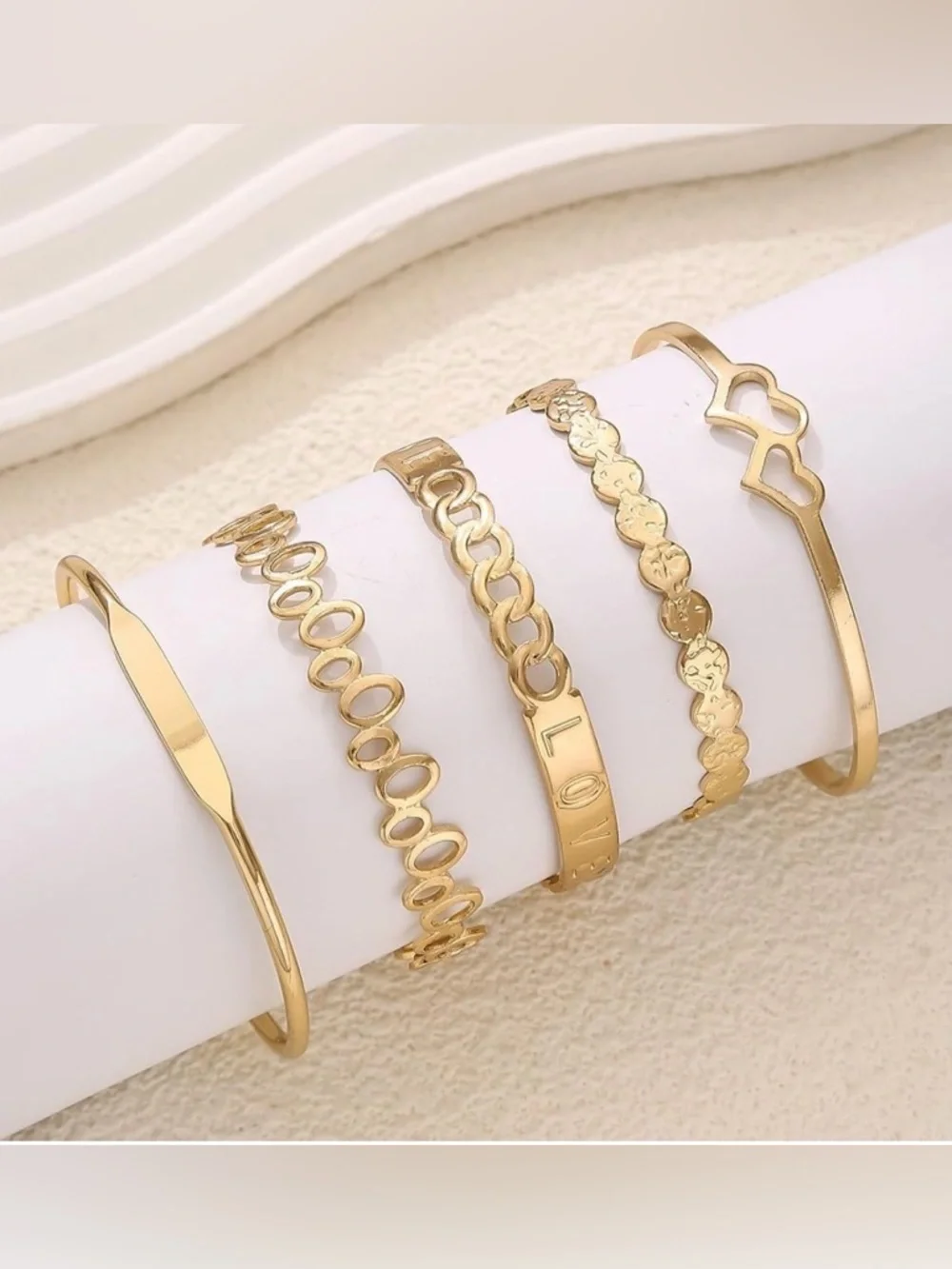 NWT~12pc 14K Gold Stackable Statement Bangle Cuff Bracelet Set